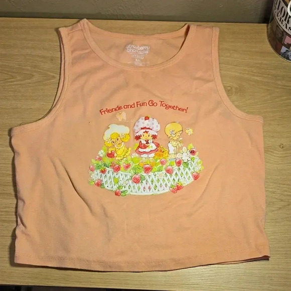 Strawberry Shortcake Tops - Strawberry Shortcake Pink Cropped Tank Top XXL